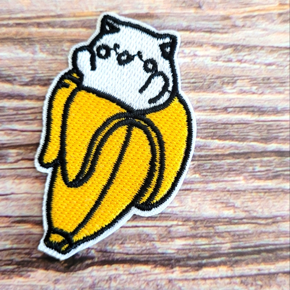 Banana Cat Cute Kitty Funny Fruit Y2k Pop Embroidered Iron on Patch